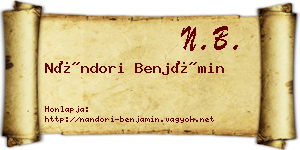 Nándori Benjámin névjegykártya